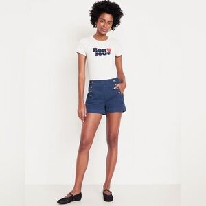 NEW…High Waisted Mariner Dark Wash Shorts